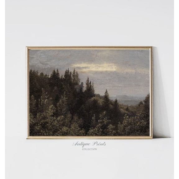 Forest Landscape, Vintage Mountain Wall Art, Nordic Landscape Print, Mountain Print UNFRAMED Poster, Wall Art for Decor, Present, 12x18