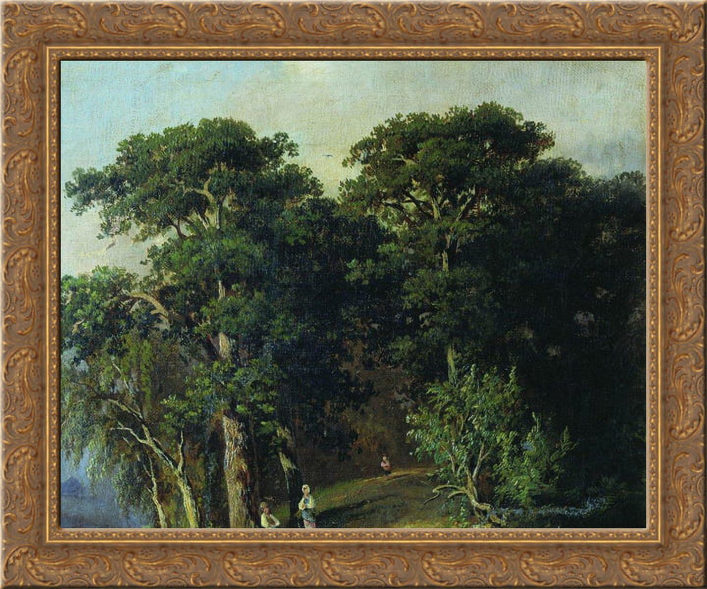 Forest Landscape with Figures 24x20 Gold Ornate Wood Framed Canvas Art ...