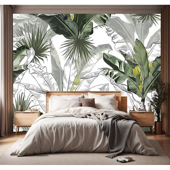 - Forest Landscapes Woodland Tree Fabric Wallpaper Living Room Bedroom Bathroom Jungle Wall Mural- not Peel and Stick)
