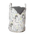 thumbnail image 1 of Forest Laundry Bag, Floral Branches Plants Leaf Herbs Wild Blooms Owl Motifs Childish Pastel, Basket with Handles Drawstring Closure for Laundromats, 13" x 19", Rose Lime Green Grey, by Ambesonne, 1 of 4