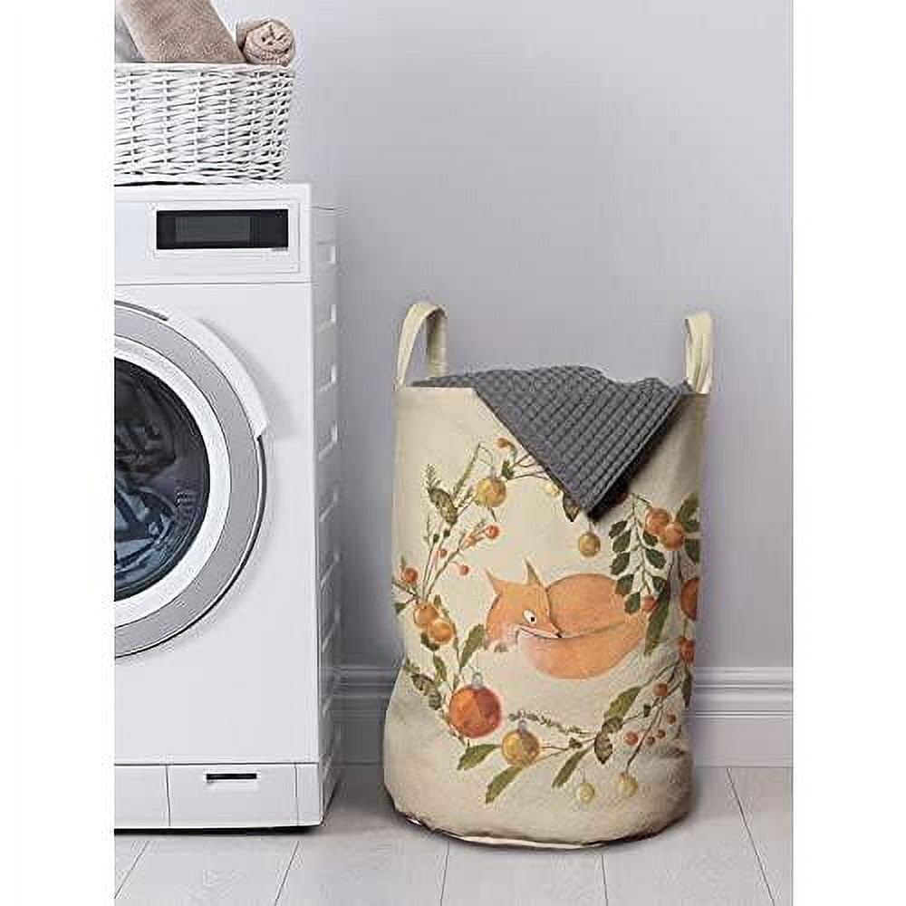 Forest Laundry Bag, Winter Wreath With Foliage Of Autumn Season Laying ...