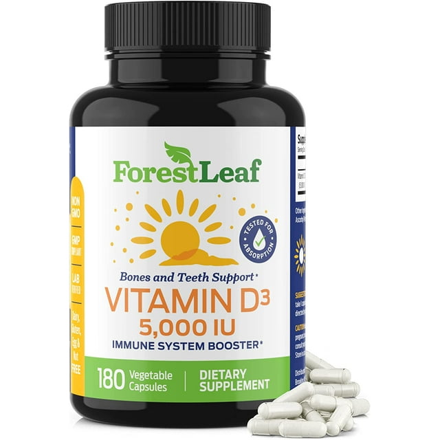 Forest Leaf Vitamin D3 5000IU, Bone Strength & Immune Support, Gluten