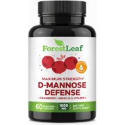 Forest Leaf D-Mannose Defense Urinary Pain & Bladder Control Support, 1000mg 60 Capsules