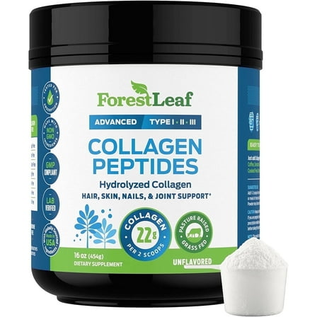 Forest Leaf Hydrolyzed Collagen Peptides Powder Unflavored Protein Powder, 1lb