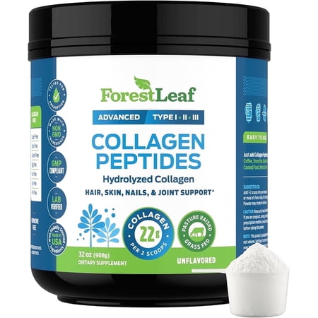 Forest Leaf Hydrolyzed Collagen Peptides Powder Unflavored Protein Powder, 2lb