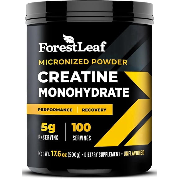 Forest Leaf Micronized Creatine Monohydrate Powder - Unflavored | For Women and Men - 5G Per Serving - 100 Servings