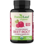 Forest Leaf Organic Beet Root Supplement with Ginger & Grape Seed, 1000mg 120 Capsules