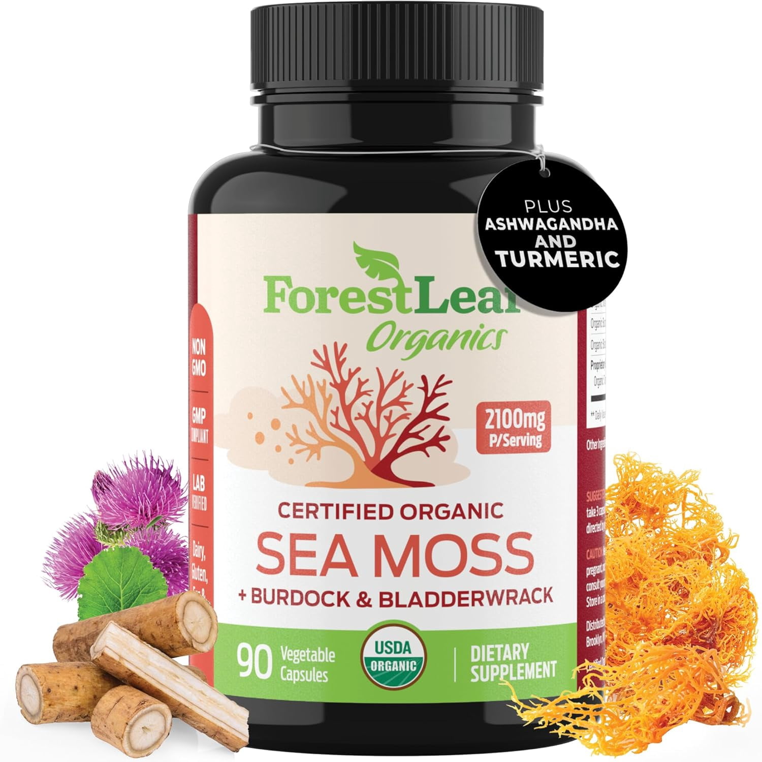 Forest Leaf Organic Irish Sea Moss Supplement with Bladderwrack