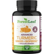Forest Leaf Organic Turmeric Joint Support Supplement with Ginger and Bioperine Black Pepper Extract, 120 Capsules