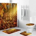 thumbnail image 1 of Forest Leaves Trail Waterproof Bathing Shower Curtain Set with 12 Hooks Toilet Covers Bath Mat for Bathroom Non-slip Rug Carpet, 1 of 5