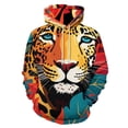 thumbnail image 1 of Forest Leopard Men's Women Vintage 3D Hooded Sweatshirt - All-Season Loose Fit Streetwear, 1 of 6