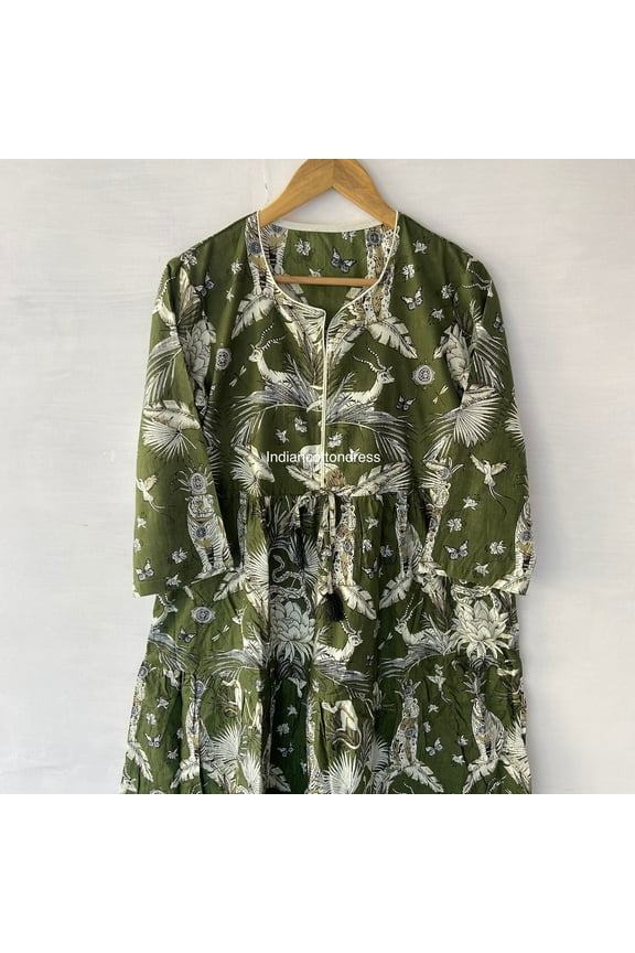 Forest Leopard Printed Dress, Cotton Dress, Handblock Dress,Sketer Circle Dress, Flapper Dress, Blousen Dress ,Short Dress