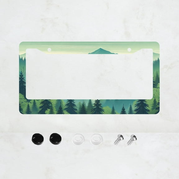 Forest License Plate Prame Aluminum Rust-Proof Auto Parts License Plate Decorative Screws Fit Standard 2 Holes 1 U.S. License Plate, 12.2x 6.3 Inch