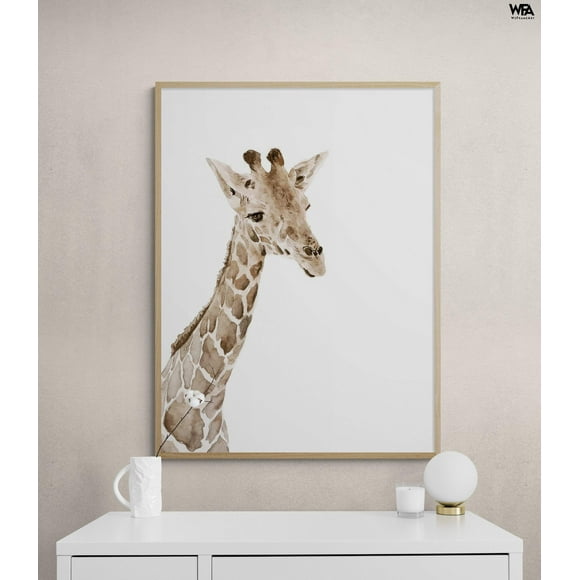 Watercolor Giraffe Painting Print, Framed Giraffe Wall Art, Safari Animal Poster, Watercolor Wall Art, Animal Portrait Print,Framed Wall Art