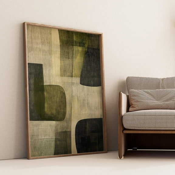 Forest Light Green Wabi Sabi Wall Art Beige Abstract Wall Art Minimalist Geometric Print For Luxury Decor Bohemian Decor Art Print Wall Art, Modern Wall Decor, 8x12 UNFRAMED