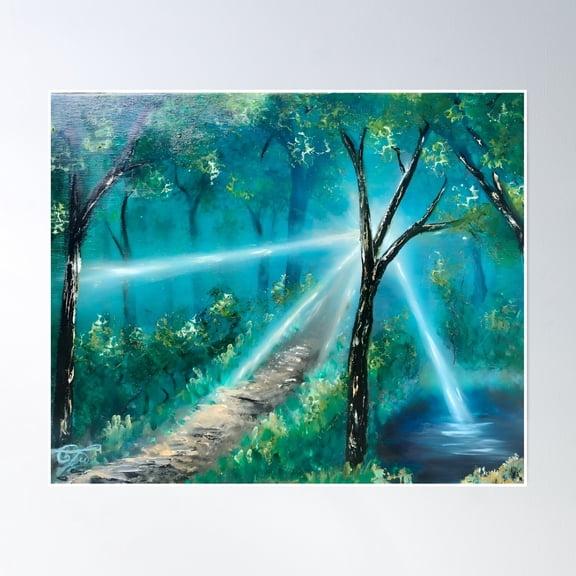 Forest Light Path Poster Wall Art, Modern Wall Decor, 16x24 UNFRAMED