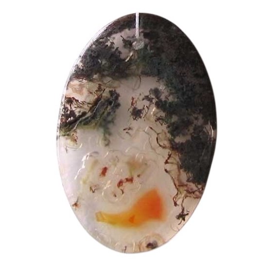 Forest Limbcast Bead | 35x23.5x2mm | Orange, Yellow and Grey | Oval | 1 Bd