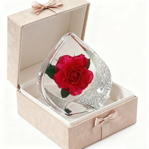 Forest Long-Lasting Rose Flowers with Gift Box, Handcrafted Preserved Rose in Resin,Teardrop Shaped Rose Floral Arrangement Roses Present Gift for Birthday Anniversary Christmas Valentine