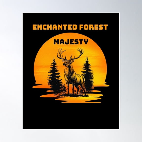 Forest Lover.Nature Lover.Dark Forest.Deer. Enchanted Forest Majesty. Poster Wall Art, Modern Wall Decor, 24x36 UNFRAMED