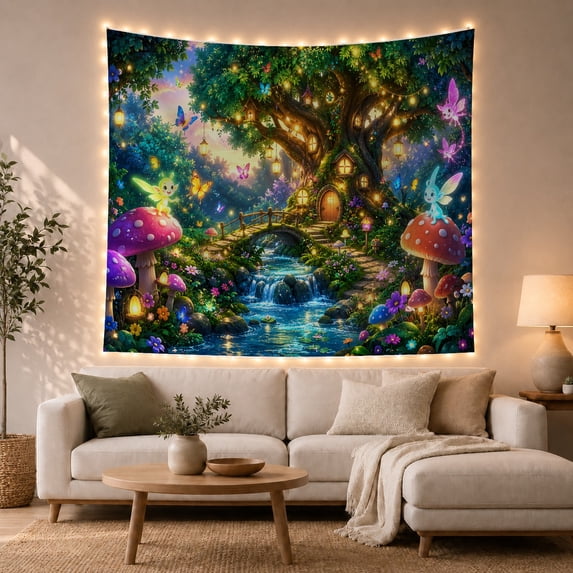 Forest During Magical With Twilight, Mystical Fantasy for Space Lovers, Galaxy Room Decor Room Accent, Mother's Day Gift, Tapestry Wall Hanging for Bedroom and Dorm