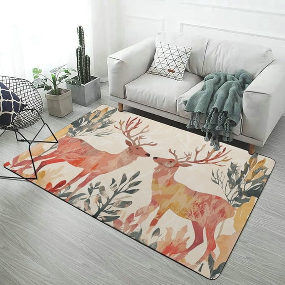 Forest Milu Deer (9) Area Rugs Carpet Suitable for Living Room Kitchen Bedroom Laundry Room Home Decorations