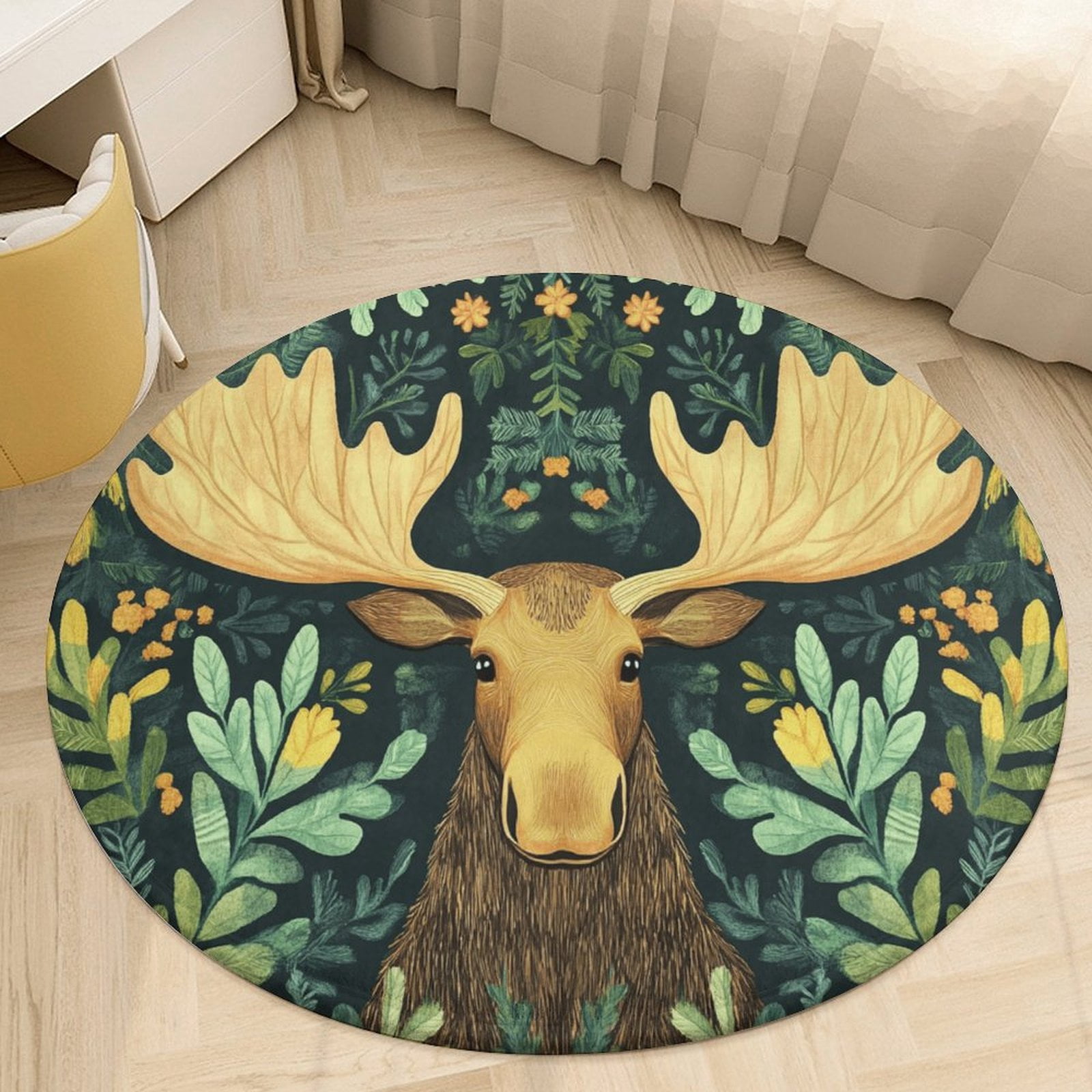 Forest Milu Deer Round Area Rugs for Bedroom Living Room, 3FT Soft ...