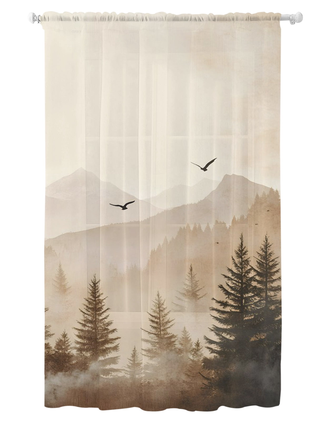 Forest Misty Foggy Tree Sheer Curtains 96 Inch Long 1 Panel Mountain ...