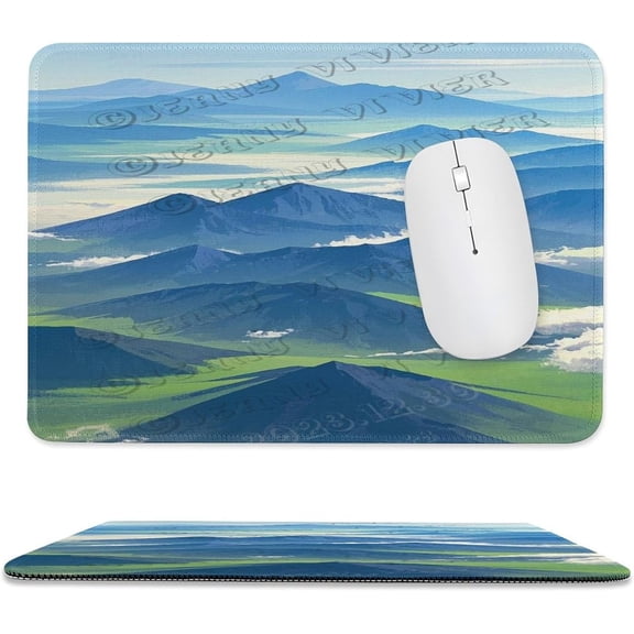 Forest in Misty Landscape Painting Mouse Pad 8x10 in Size, Stitched Edges Computer Mouse Pad with Smooth Cloth Surface, Calm Misty Forest Landscape Artwork for Office Desk Accessories