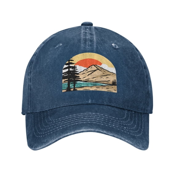 Forest Mountain Baseball Cap Golf Dad Hat Adjustable Washed Denim Trucker Hats Unconstructed Snapback Cap for Men Women Unisex Adult,Navy