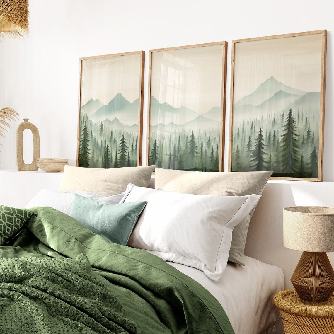 Forest Mountain Landscape Nature Nursery Art Bedroom Living Room Decor ...