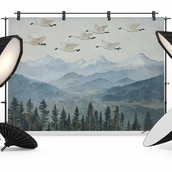 Forest Mountain Photography Backdrop 8x6FT, Landscape Photo Backdrops, Background for Photography Studio Photo Studio Background, Back Drop for Photoshoot