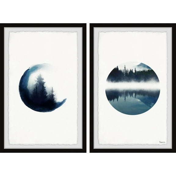 Forest Mountain Reflection Diptych