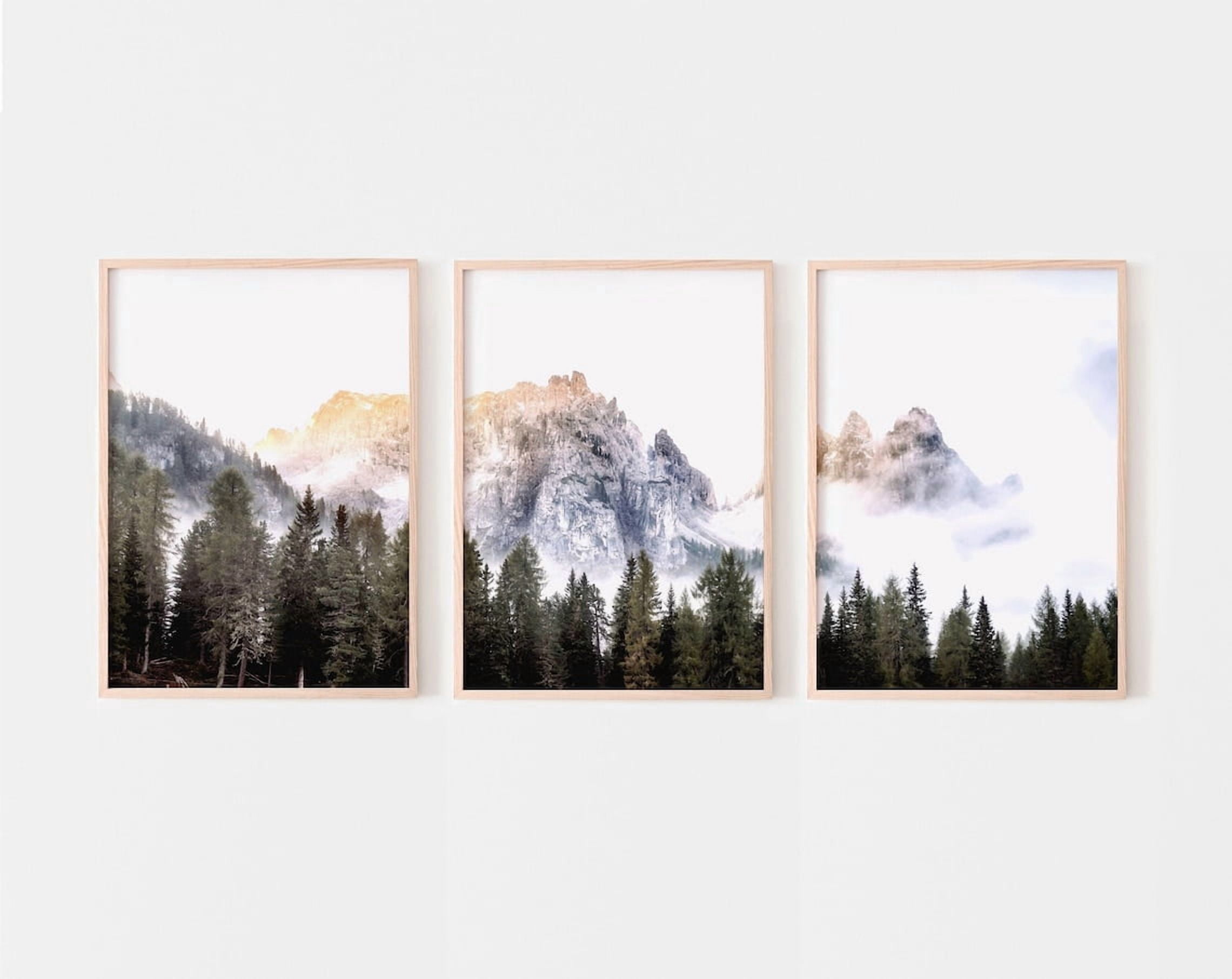 Forest Mountain Triptych Prints Mountain Landscape 3 Piece Nature ...
