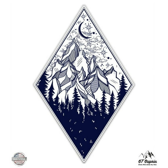 Forest Mountains Adventure - 5" Vinyl Sticker - For Car Laptop I-Pad - Waterproof Decal