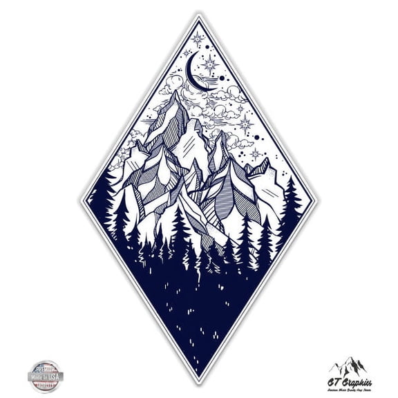 Forest Mountains Adventure - 5" Vinyl Sticker - For Car Laptop I-Pad - Waterproof Decal