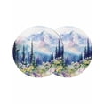 thumbnail image 1 of Forest Mountains Round Placemats Set of 2 for Dinning Tables,Heat-proof Braided Table Mats 15 Inch,Oil Painting Flower Pine Trees Washable Place Mat for Kitchen Restaurant Party Decor Table Setting, 1 of 9