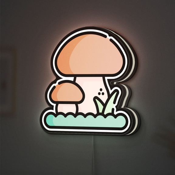 Forest Mushroom 3D Novelty Light Box, Organic Food Decor for Natural Living Spaces (Width 24 inch, 60cm)