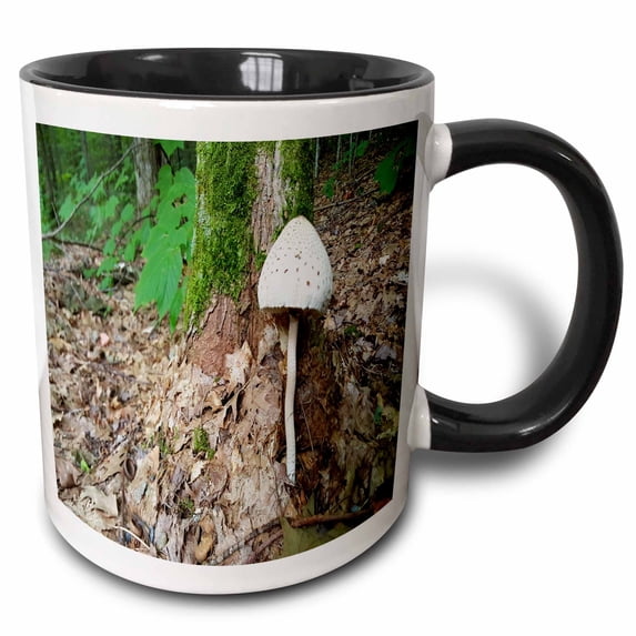 3drose, Forest Mushroom Tree Base, 11oz Two-tone Black Mug