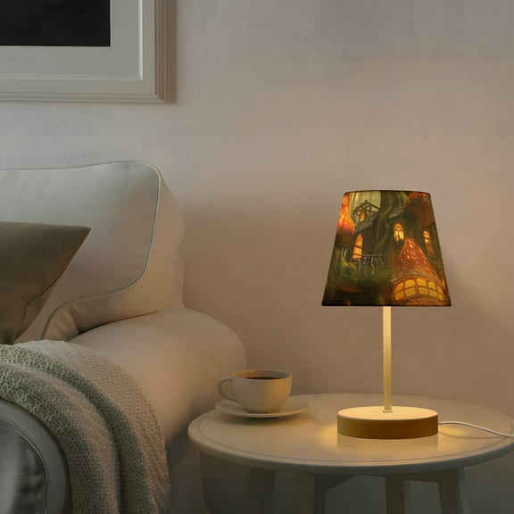 Forest Mushrooms House Desk Lamp 3 Color Modes LED Table Lamp Nightstand Reading Light for Bedroom Living Room