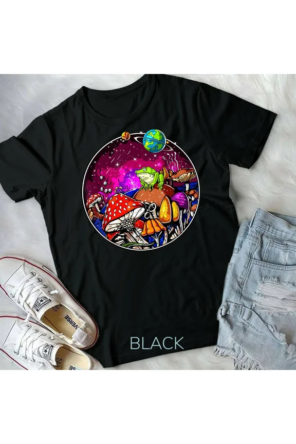 Forest Mushrooms Nature Fungi Fantasy Frog Unisex Form T-Shirt