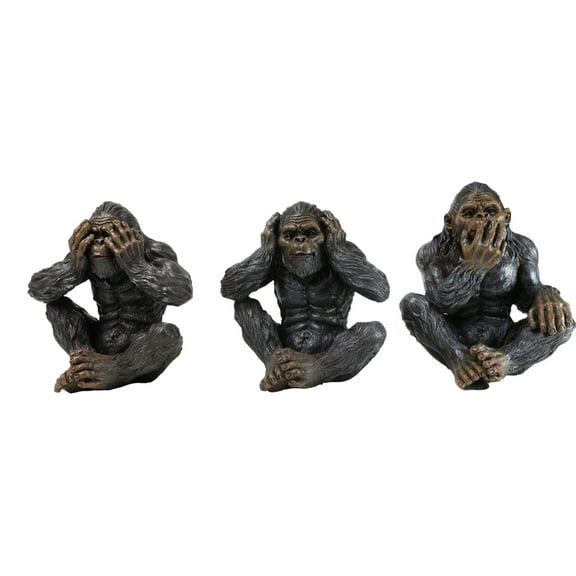 Forest Mythical See Hear Speak No Evil Sasquatch Big Foot Cryptid Apes Figurines