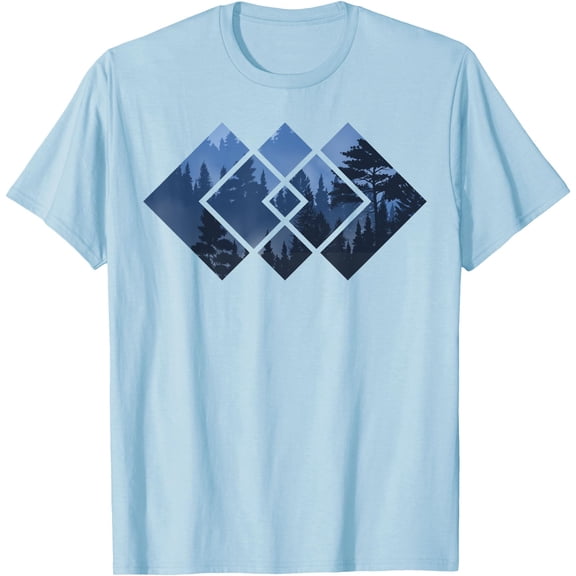 Forest Nature square Minimalism Unisex T-Shirt for Men Women Kids Toddler,Light Blue Color,Size XL