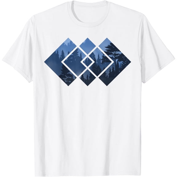 Forest Nature square Minimalism Unisex T-Shirt for Men Women Kids Toddler,White Color,Size M