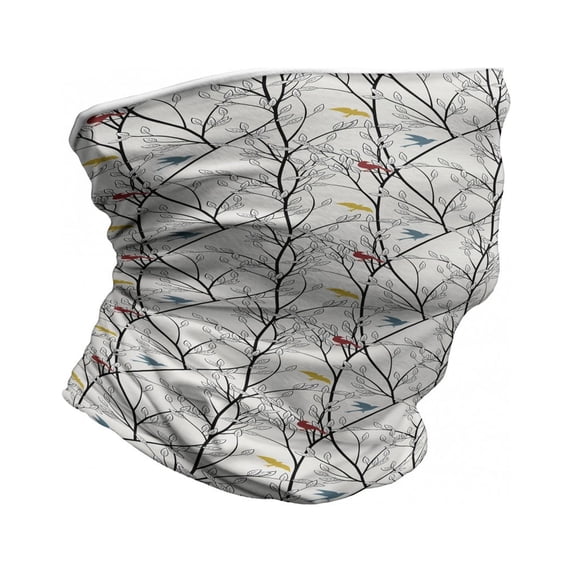 Forest Neck Gaiter, Woodland Nature Birds Trees, Unisex, Coconut and Multicolor, by Ambesonne