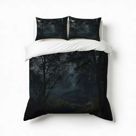 Forest Night Bedding Set 3 Pcs Soft Microfiber Quilt Cover For Bedroom Decor, Comforter Cover With 2 Pillowcase