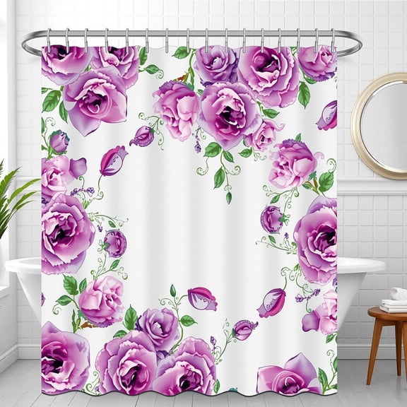 Forest Night Scene Shower Curtain Stars - Blue Green Teal Colors