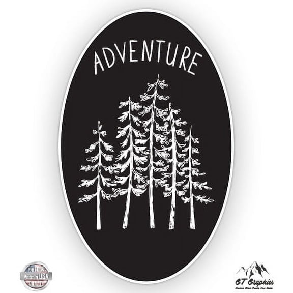 Forest Oval Woods Adventure - 3" Vinyl Sticker - For Car Laptop I-Pad Phone Helmet Hard Hat - Waterproof Decal