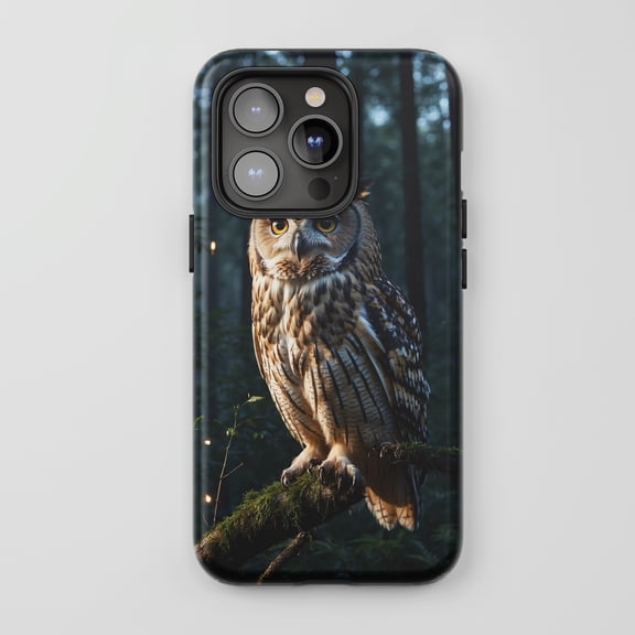 Forest Owl For All iPhone Series Protective Phone Case Realistic Nature Theme Dark Green Brown