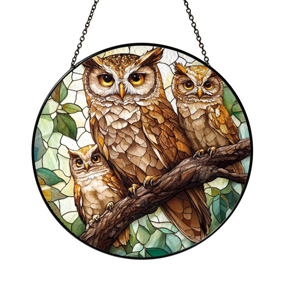 Forest Owl Window Art – Faux Stained Glass