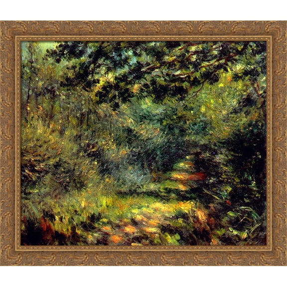 Forest Path 34x28 Large Gold Ornate Wood Framed Canvas Art by Pierre Auguste Renoir